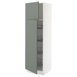 SEKTION High cabinet w door/wire baskets, white/Nickebo matte grey-green, 24x24x80 "