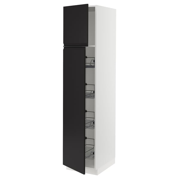 SEKTION High cabinet w door/wire baskets, white/Upplöv matte anthracite, 18x24x80 "
