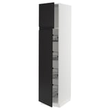 SEKTION High cabinet w door/wire baskets, white/Upplöv matte anthracite, 18x24x80 "