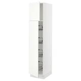 SEKTION High cabinet w door/wire baskets, white/Vallstena white, 18x24x80 "