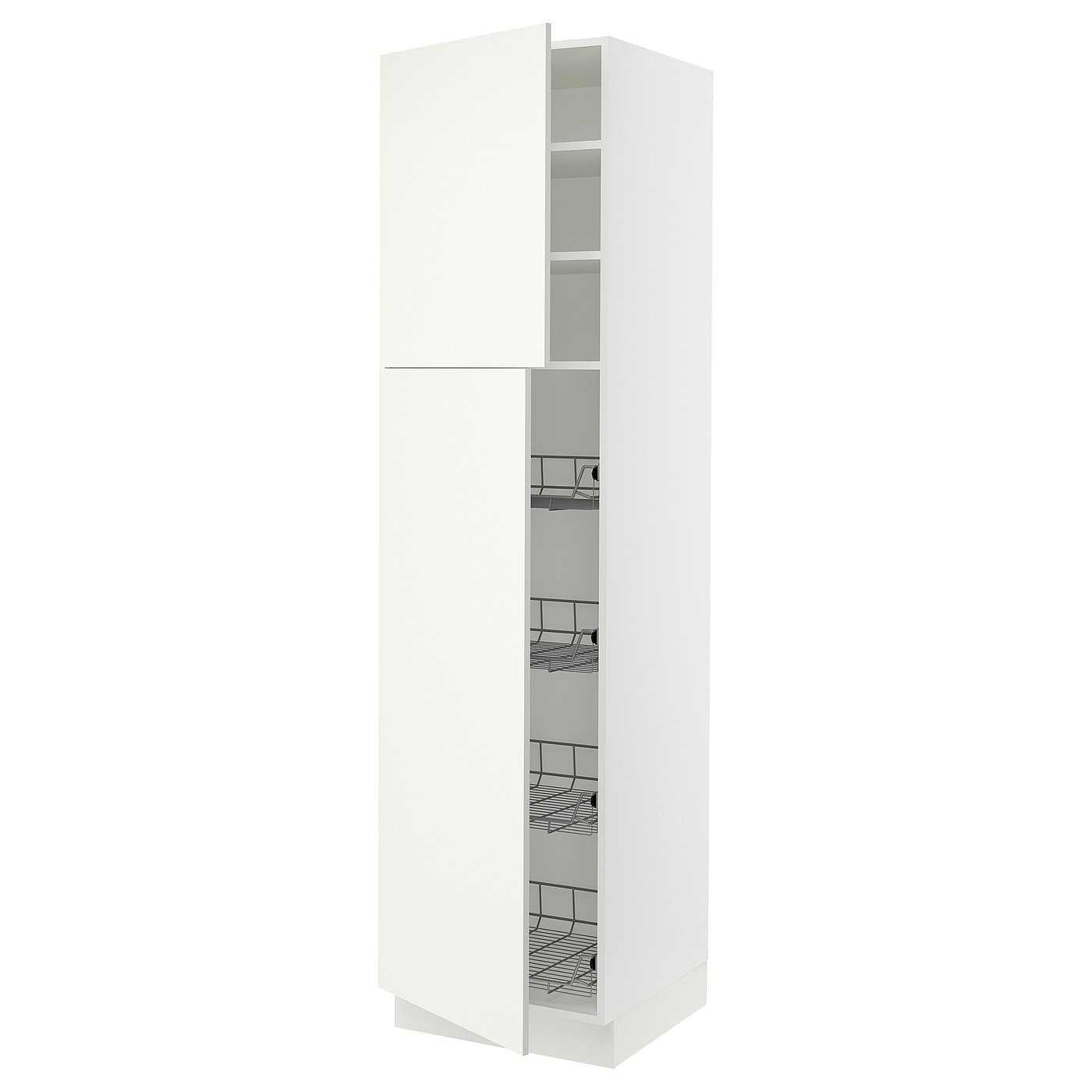 SEKTION high cabinet w door/wire baskets, white/Vallstena white