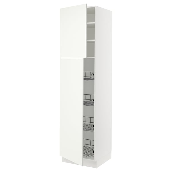 SEKTION High cabinet w door/wire baskets, white/Vallstena white, 24x24x90 "