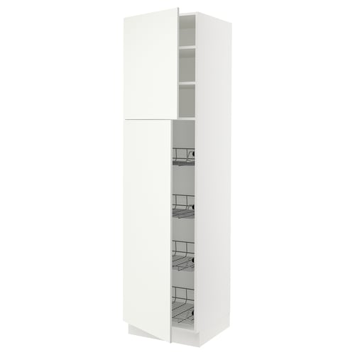 White SEKTION kitchen cabinet with multiple shelves and pull-out baskets.