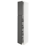 SEKTION High cabinet w door/wire baskets, white/Voxtorp dark gray, 15x24x90 "