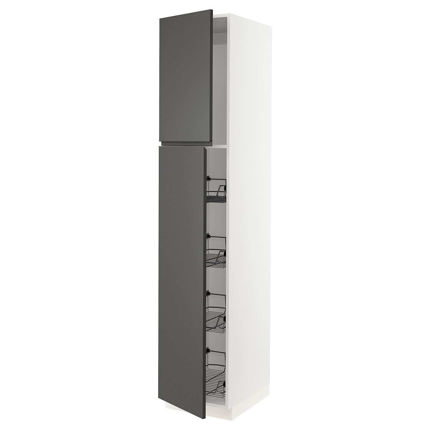SEKTION high cabinet w door/wire baskets, white/Voxtorp dark gray