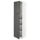 SEKTION High cabinet w door/wire baskets, white/Voxtorp dark gray, 24x24x90 "