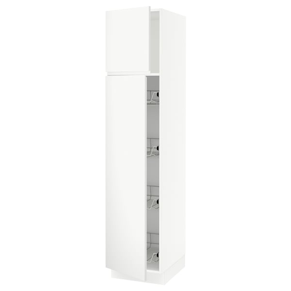 SEKTION High cabinet w door/wire baskets, white/Voxtorp matte white, 18x24x80 "
