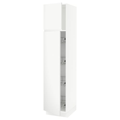 White SEKTION kitchen cabinet with glass doors, minimalist design.