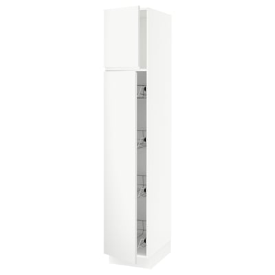 SEKTION High cabinet w door/wire baskets, white/Voxtorp matte white, 15x24x80 "