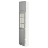 SEKTION High cabinet w glass door/2 doors, white/Bodbyn gray, 15x15x80 "