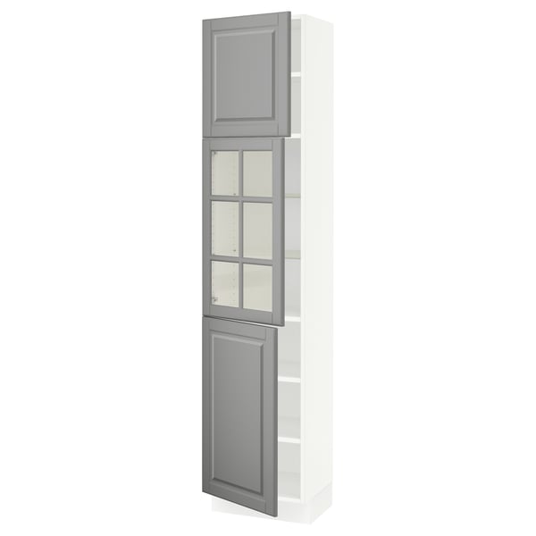 SEKTION High cabinet w glass door/2 doors, white/Bodbyn gray, 18x15x80 "
