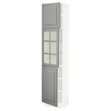 SEKTION High cabinet w glass door/2 doors, white/Bodbyn gray, 18x15x80 "