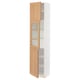 SEKTION High cabinet w glass door/2 doors, white/Vedhamn oak, 18x15x80 "
