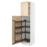 SEKTION High cabinet with pull-out pantry, white/Askersund light ash effect, 24x24x90 "
