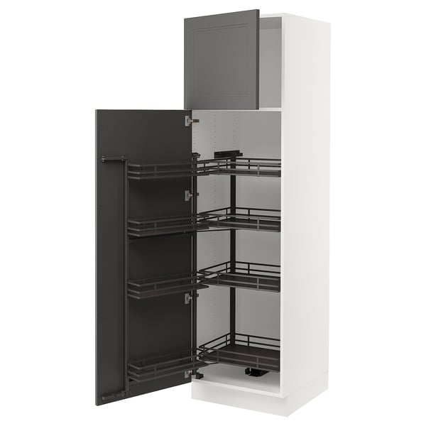 SEKTION High cabinet with pull-out pantry, white/Axstad dark gray, 24x24x80 "