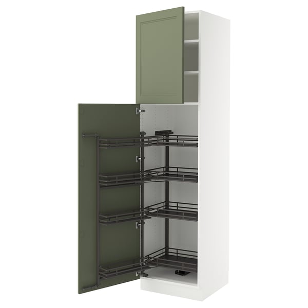SEKTION High cabinet with pull-out pantry, white/Axstad gray-green, 24x24x90 "