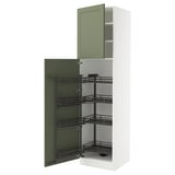 SEKTION High cabinet with pull-out pantry, white/Axstad gray-green, 24x24x90 "