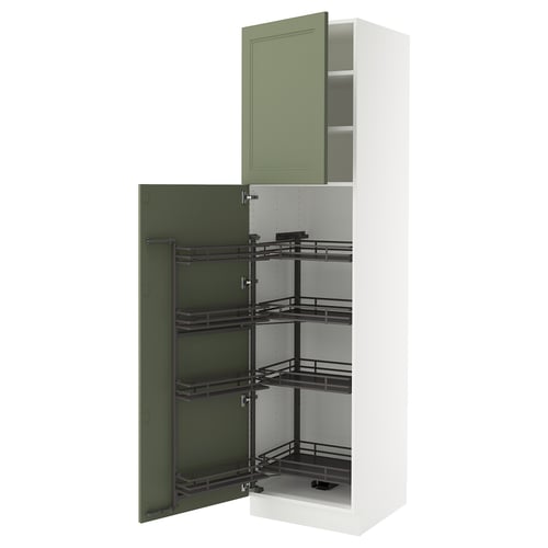 SEKTION kitchen cabinet, grey-green, tall rectangle with three visible pull-out shelves.
