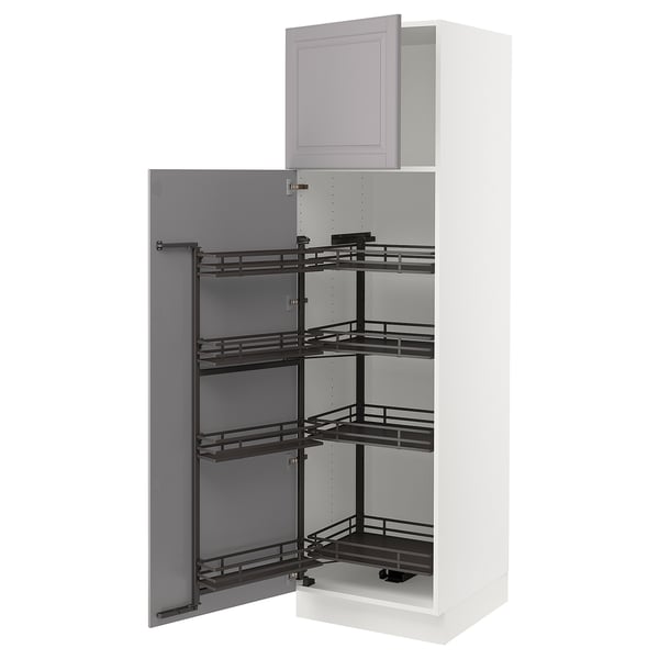 SEKTION High cabinet with pull-out pantry, white/Bodbyn gray, 24x24x80 "