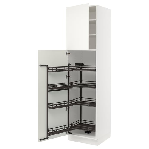 White SEKTION kitchen cabinet with pull-out shelves, modern design, smooth finish.