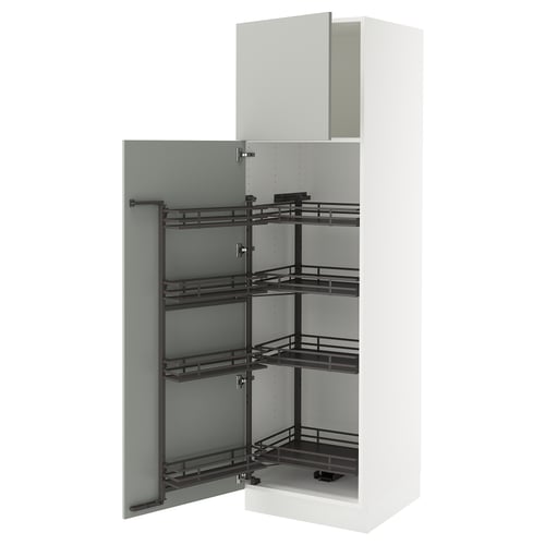 White SEKTION kitchen cabinet with pull-out shelves.