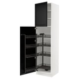SEKTION High cabinet with pull-out pantry, white/Lerhyttan black stained, 24x24x90 "