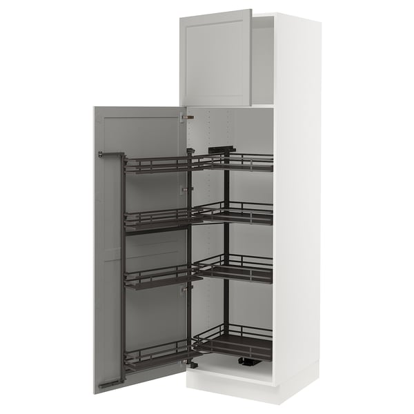 SEKTION High cabinet with pull-out pantry, white/Lerhyttan light gray, 24x24x80 "