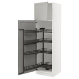 SEKTION High cabinet with pull-out pantry, white/Lerhyttan light gray, 24x24x80 "
