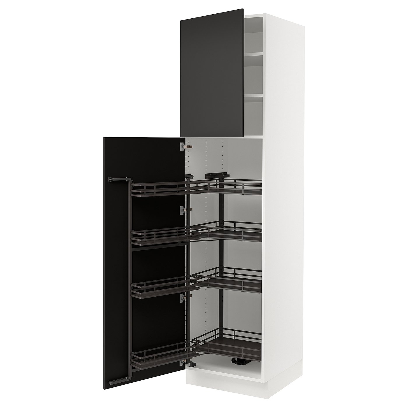 SEKTION high cabinet with pull-out pantry, white/Nickebo matte
