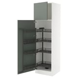 SEKTION High cabinet with pull-out pantry, white/Nickebo matte grey-green, 24x24x80 "