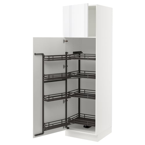 SEKTION white kitchen cabinet with pull-out shelves.