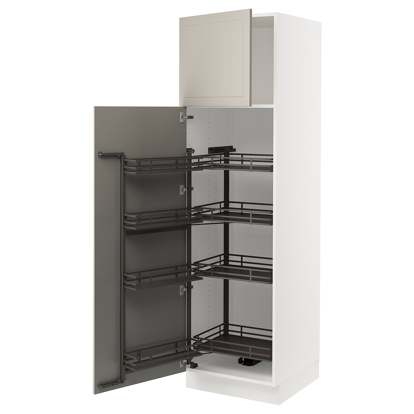 SEKTION high cabinet with pull-out pantry, white/Stensund beige