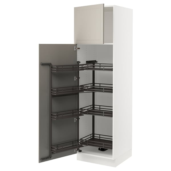 SEKTION High cabinet with pull-out pantry, white/Stensund beige, 24x24x80 "