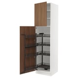 SEKTION High cabinet with pull-out pantry, white/Tistorp brown walnut effect, 24x24x90 "