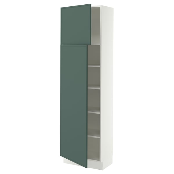 SEKTION High cabinet with shelves/2 doors, white/Aspudden dark gray-green, 24x15x80 "