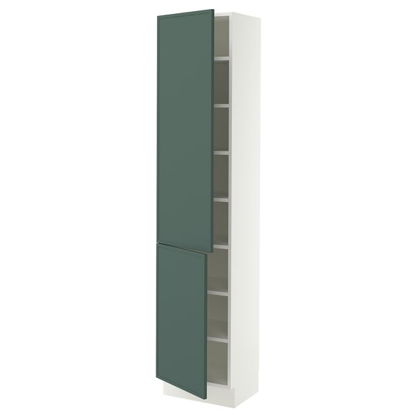 SEKTION High cabinet with shelves/2 doors, white/Aspudden dark gray-green, 18x15x80 "
