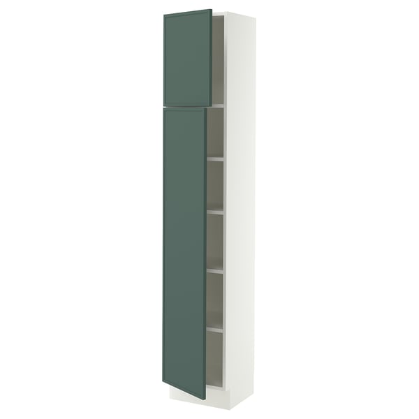 SEKTION High cabinet with shelves/2 doors, white/Aspudden dark gray-green, 15x15x80 "