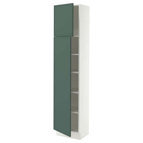SEKTION High cabinet with shelves/2 doors, white/Aspudden dark gray-green, 18x15x80 "