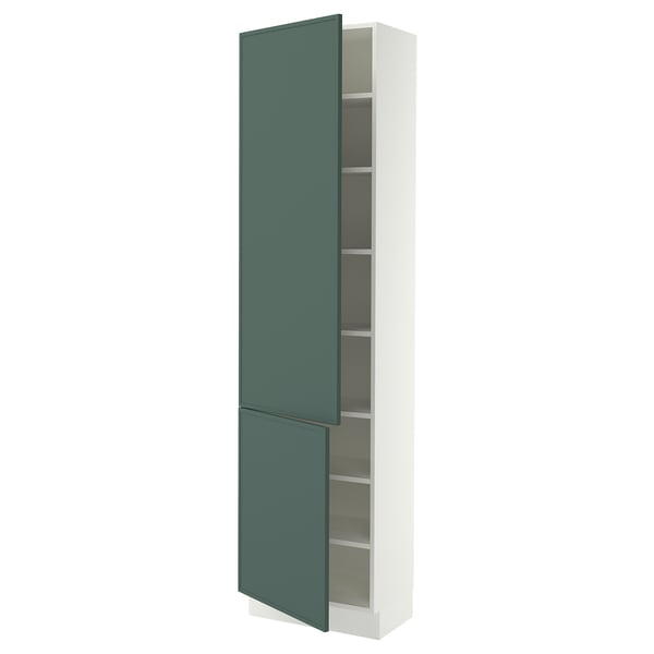 SEKTION High cabinet with shelves/2 doors, white/Aspudden dark gray-green, 24x15x90 "
