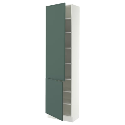 SEKTION High cabinet with shelves/2 doors, white/Aspudden dark gray-green, 24x15x90 "