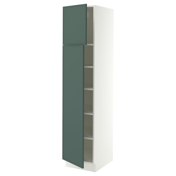 SEKTION High cabinet with shelves/2 doors, white/Aspudden dark gray-green, 18x24x80 "