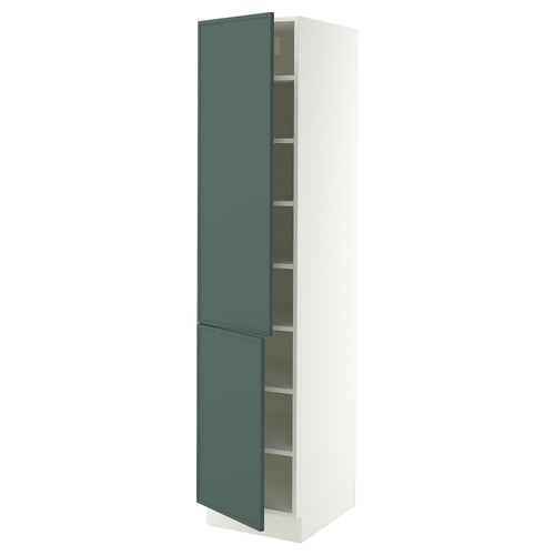 SEKTION High cabinet with shelves/2 doors, white/Aspudden dark gray-green, 18x24x80 "