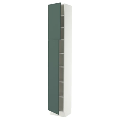 SEKTION High cabinet with shelves/2 doors, white/Aspudden dark gray-green, 15x15x90 "