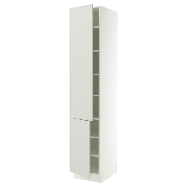 SEKTION High cabinet with shelves/2 doors, white/Aspudden light gray, 18x24x90 "