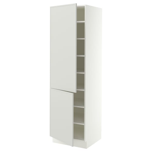 SEKTION High cabinet with shelves/2 doors, white/Aspudden light gray, 24x24x80 "