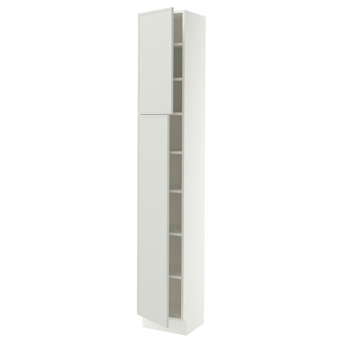 SEKTION High cabinet with shelves/2 doors, white/Aspudden light gray, 15x15x90 "