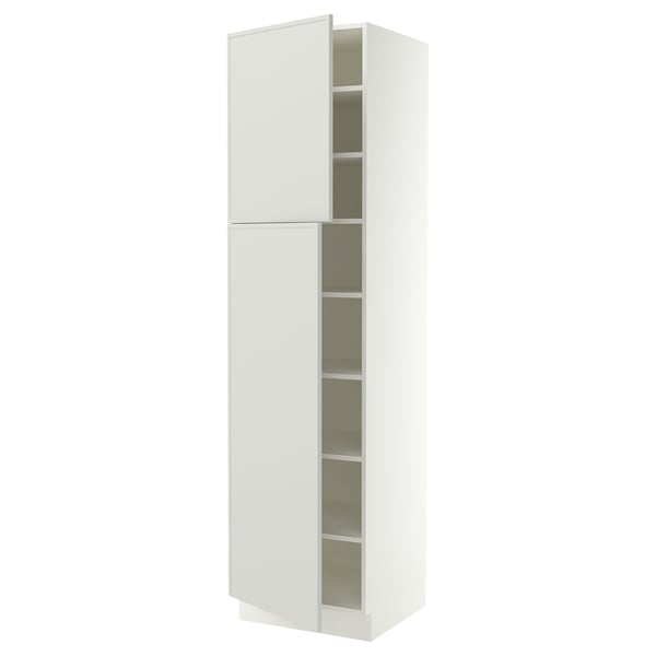 SEKTION High cabinet with shelves/2 doors, white/Aspudden light gray, 24x24x90 "
