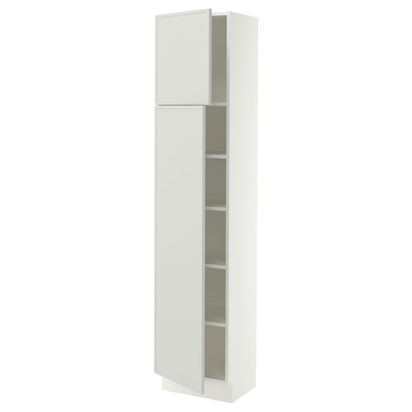 SEKTION High cabinet with shelves/2 doors, white/Aspudden light gray, 18x15x80 "