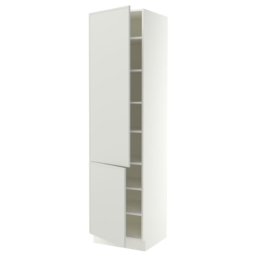 SEKTION High cabinet with shelves/2 doors, white/Aspudden light gray, 24x24x90 "