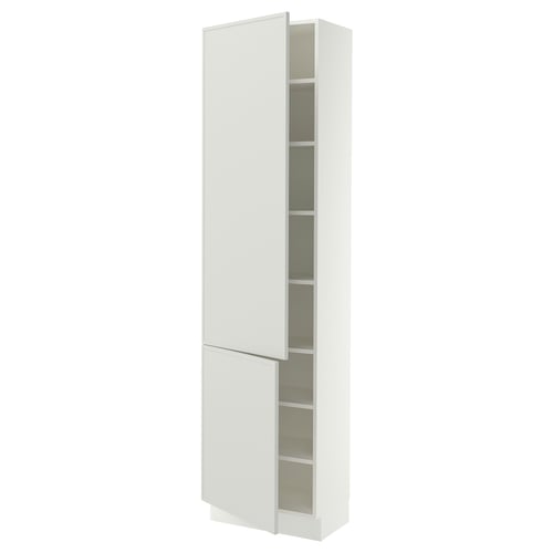 SEKTION High cabinet with shelves/2 doors, white/Aspudden light gray, 24x15x90 "